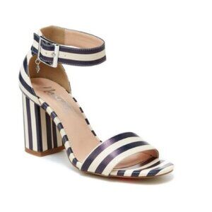 Nanette Lepore Tilda striped heel sandals navy 8 M